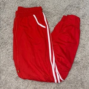 red double striped joggers